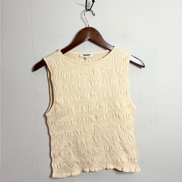 Madewell yellow sachi smocked boatneck tank top size SM new - Picture 6 of 9
